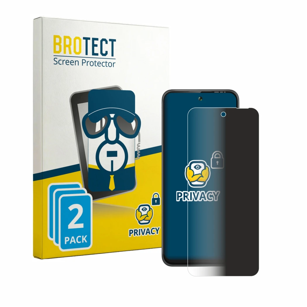 Face avant d’un emballage produit avec le logo de la marque BROTECT. À côté, l’appareil Gigaset GP20 est représenté avec la pr