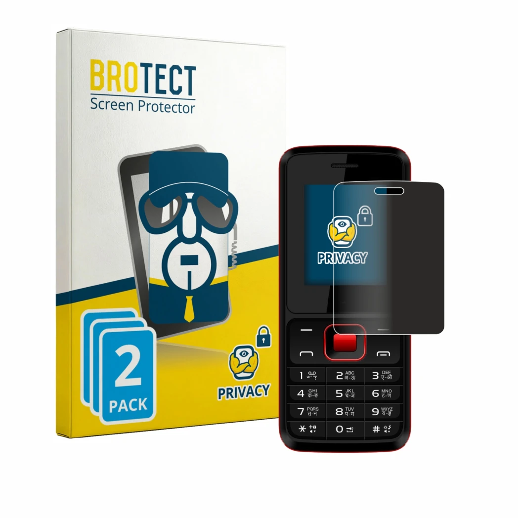 Face avant d’un emballage produit avec le logo de la marque BROTECT. À côté, l’appareil Karbonn K19 Rock est représenté avec l
