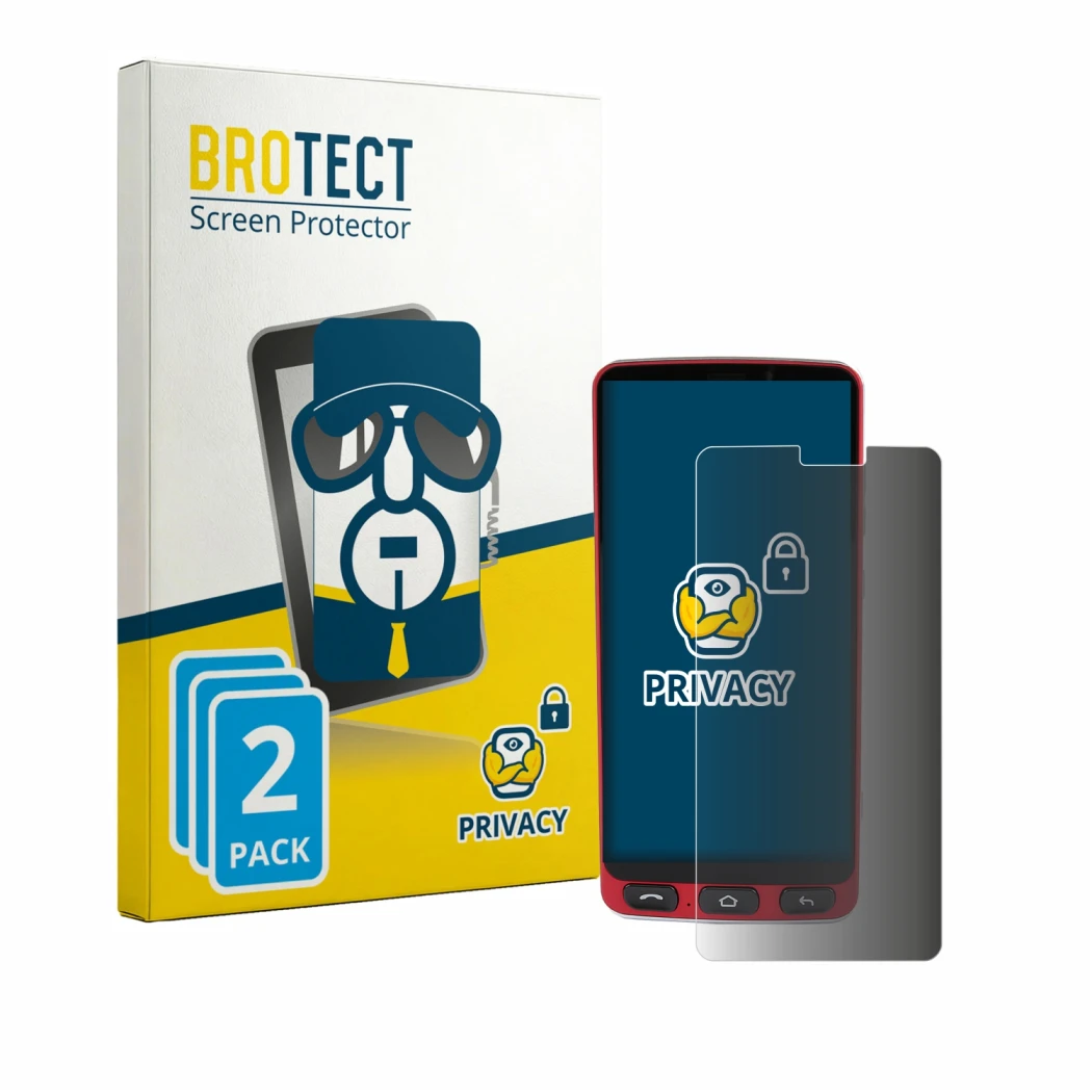 Face avant d’un emballage produit avec le logo de la marque BROTECT. À côté, l’appareil Olympia Neo Plus est représenté avec l
