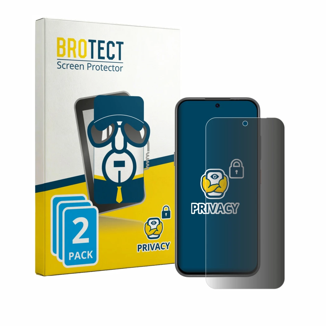 Face avant d’un emballage produit avec le logo de la marque BROTECT. À côté, l’appareil ZTE Blade V80 Pro est représenté avec 