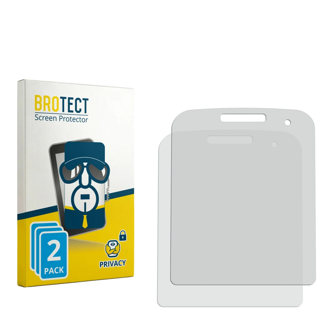 Face avant d’un emballage produit avec le logo de la marque BROTECT. À côté se trouve la protection d’écran correspondante.