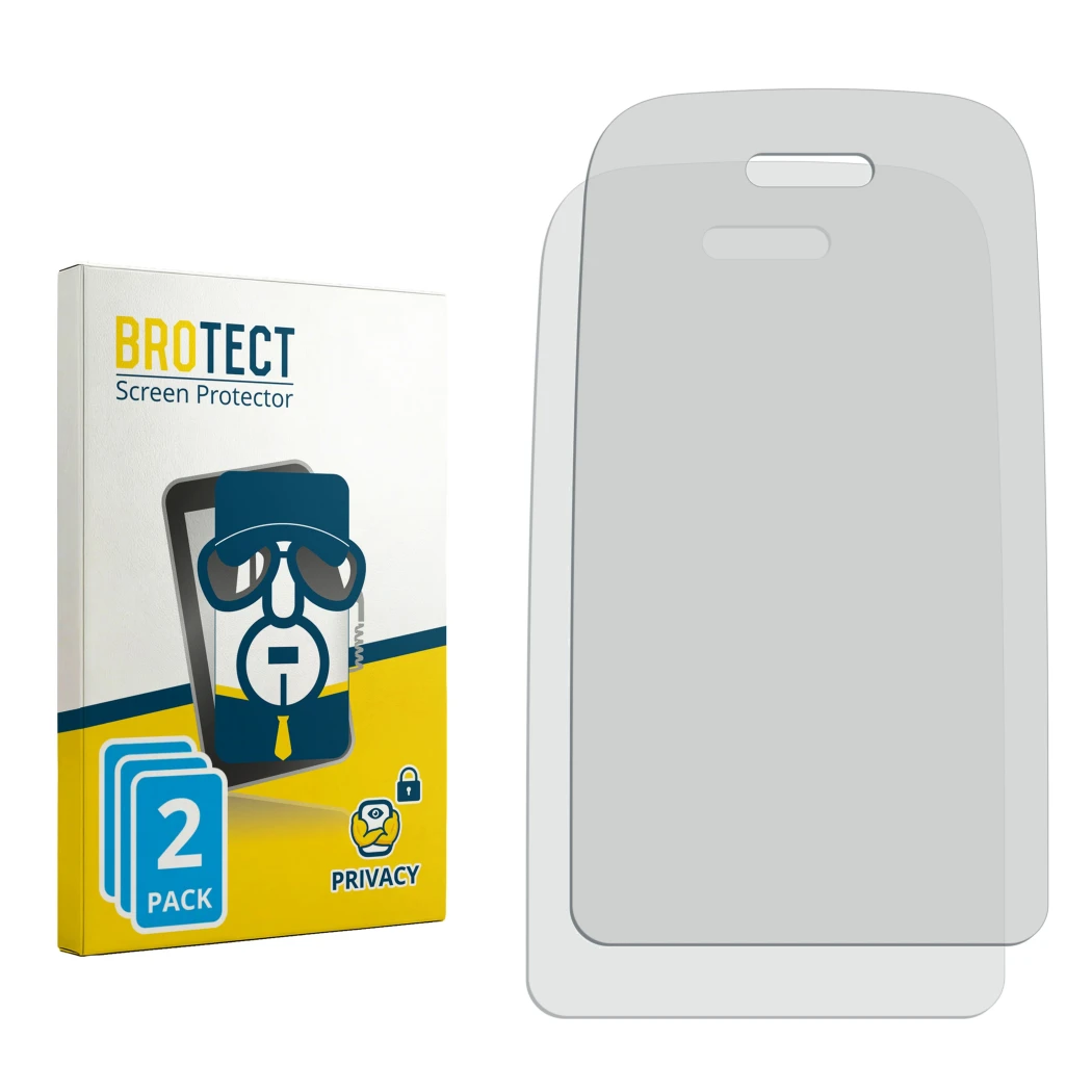 Face avant d’un emballage produit avec le logo de la marque BROTECT. À côté se trouve la protection d’écran correspondante.