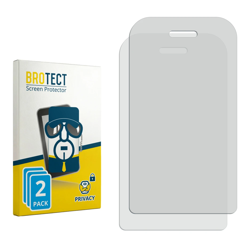 Face avant d’un emballage produit avec le logo de la marque BROTECT. À côté se trouve la protection d’écran correspondante.