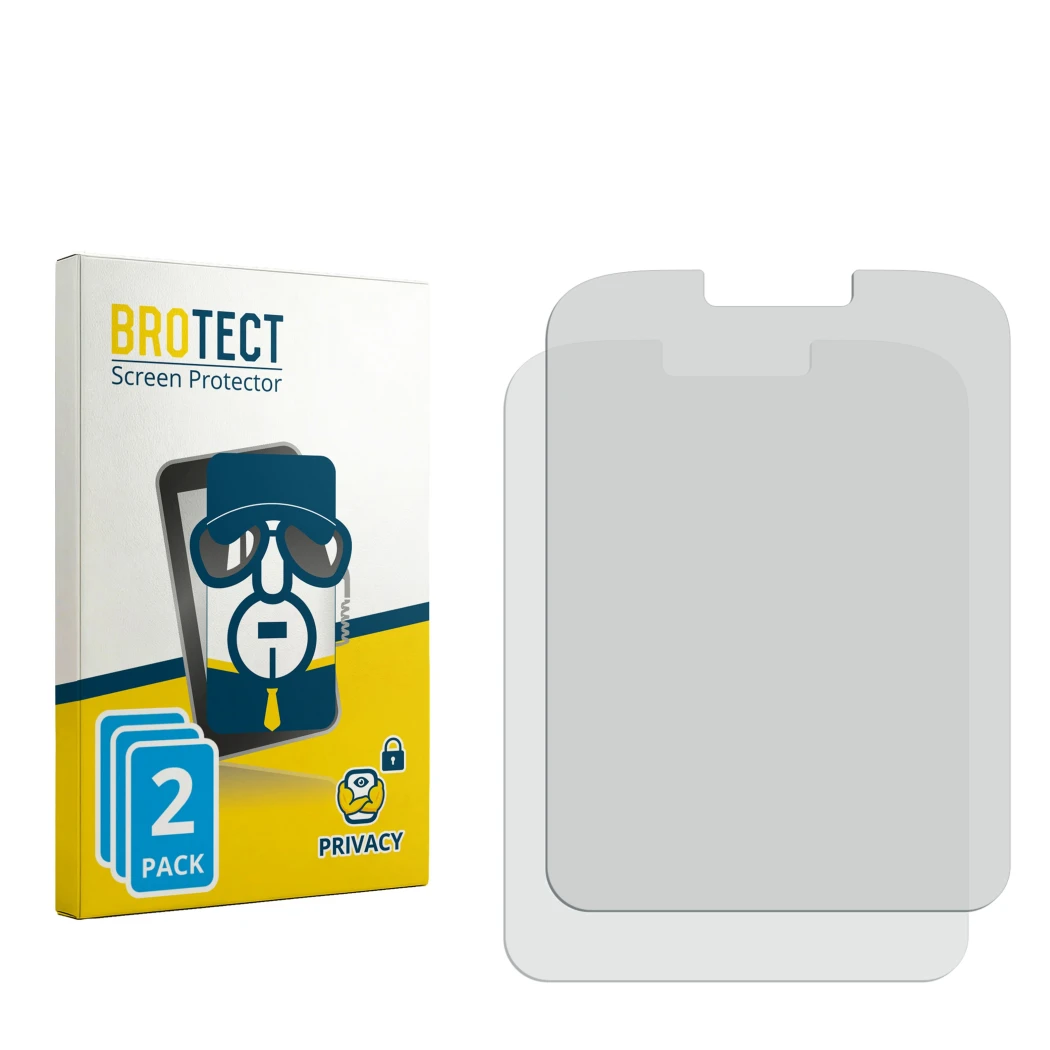 Face avant d’un emballage produit avec le logo de la marque BROTECT. À côté se trouve la protection d’écran correspondante.