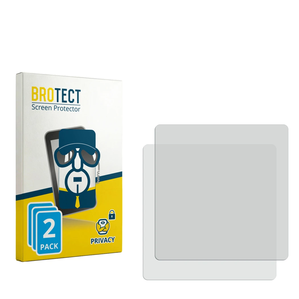 Face avant d’un emballage produit avec le logo de la marque BROTECT. À côté se trouve la protection d’écran correspondante.