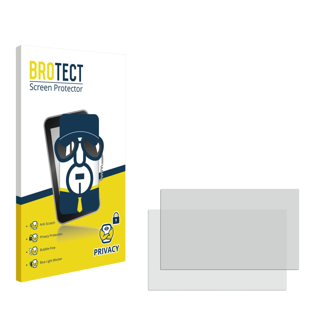 Face avant d’un emballage produit avec le logo de la marque BROTECT. À côté se trouve la protection d’écran correspondante.