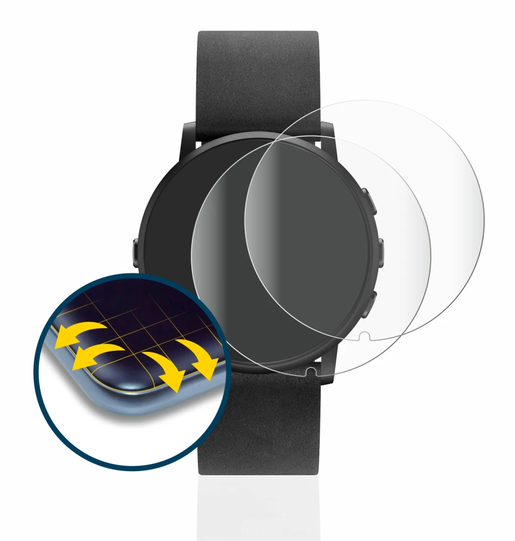 Image de l'appareil Pebble Time Round avec une grande variété de protections d'écran.