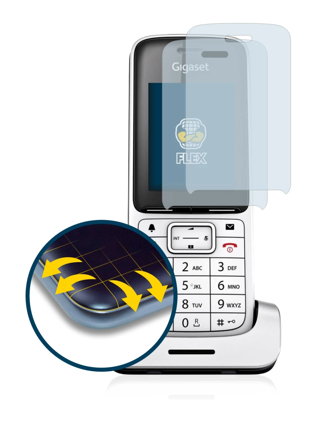 Image de l'appareil Gigaset SL450HX avec une grande variété de protections d'écran.