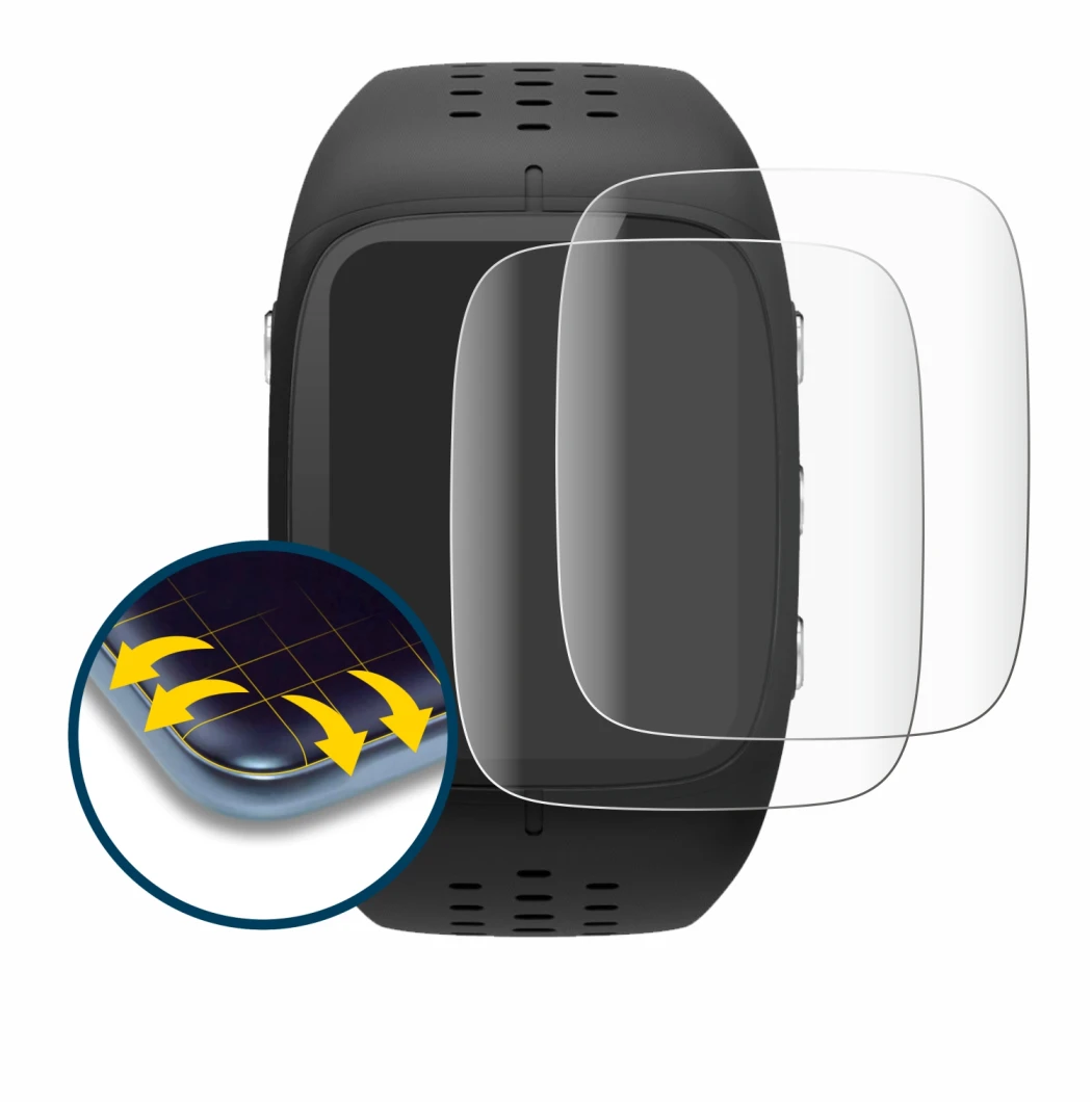 Image de l'appareil Polar M430 avec une grande variété de protections d'écran.