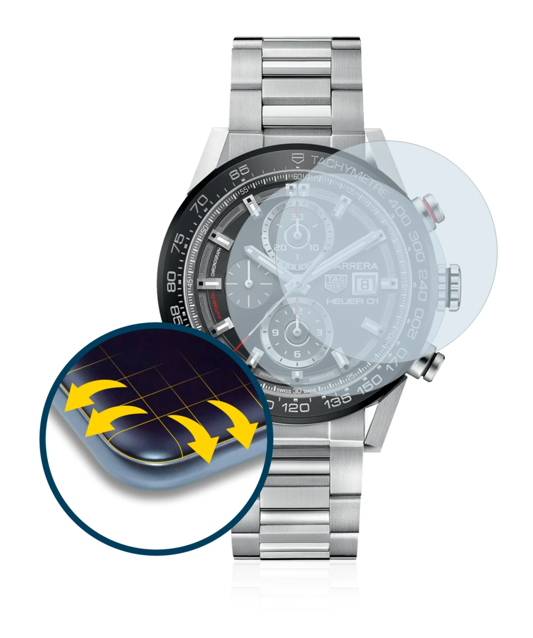 Image de l'appareil TAG Heuer Carrera (45 mm) avec une grande variété de protections d'écran.