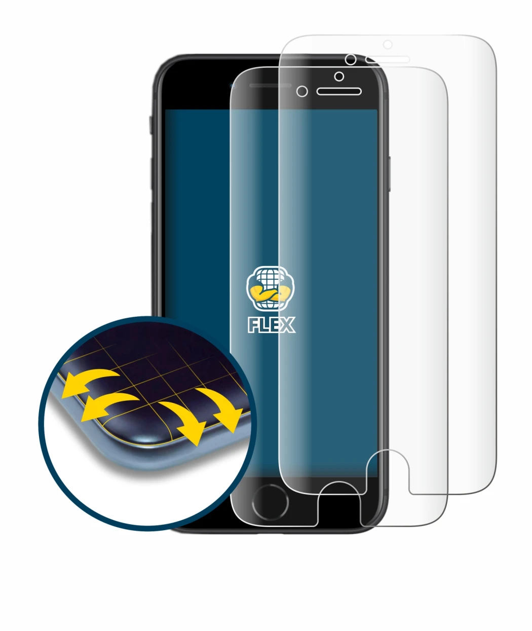 Image de l'appareil Apple iPhone SE 2 2020 avec une grande variété de protections d'écran.