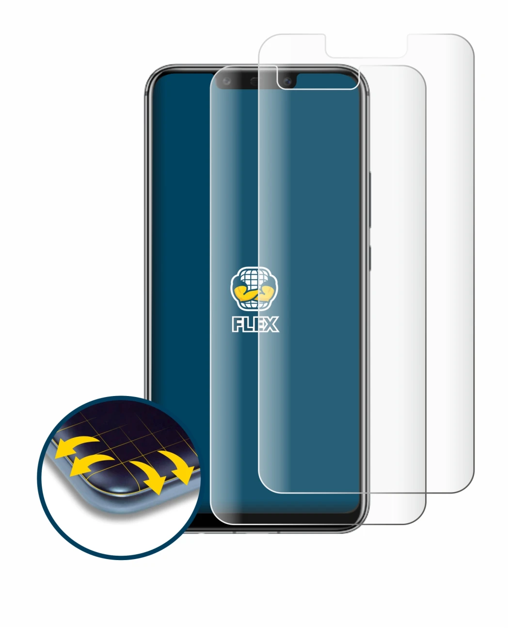 Image de l'appareil Huawei Mate 20 lite avec une grande variété de protections d'écran.