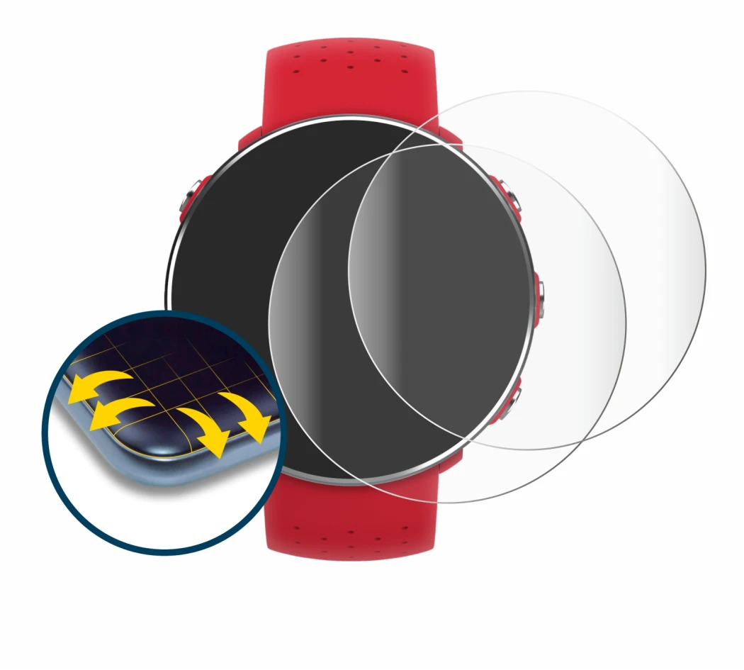 Image de l'appareil Polar Vantage M avec une grande variété de protections d'écran.