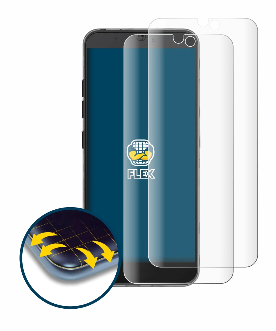 Image de l'appareil Fairphone 3 avec une grande variété de protections d'écran.