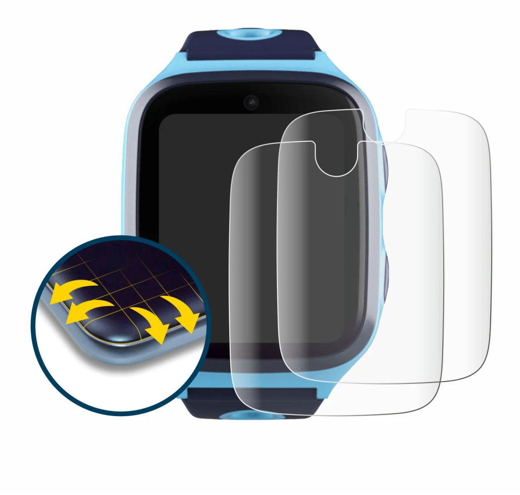 Image de l'appareil Xplora X4 avec une grande variété de protections d'écran.