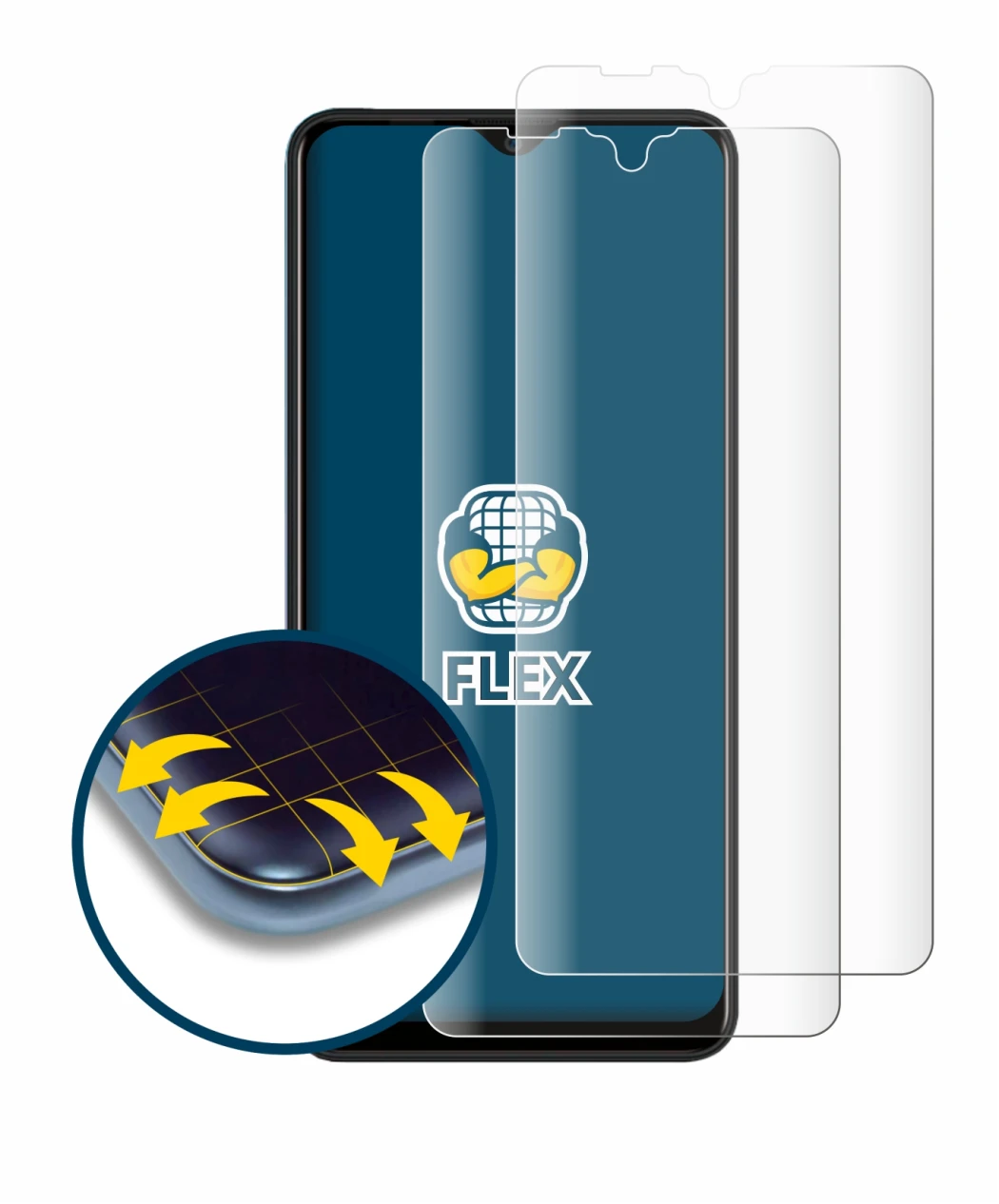 Image de l'appareil Blackview A80 Pro avec une grande variété de protections d'écran.