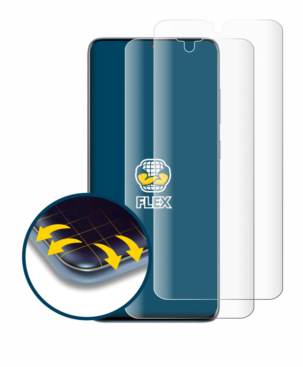 Image de l'appareil Samsung Galaxy S20 Plus avec une grande variété de protections d'écran.