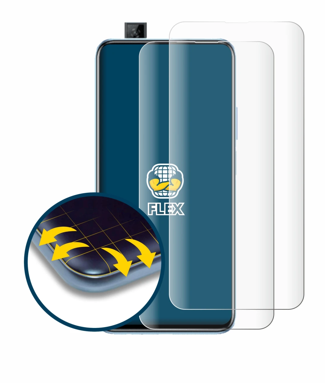 Image de l'appareil Huawei P smart Pro 2019 avec une grande variété de protections d'écran.