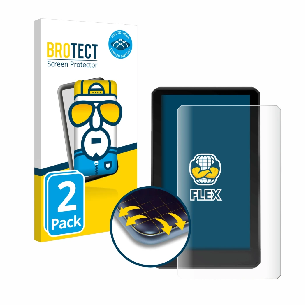 Face avant d’un emballage produit avec le logo de la marque BROTECT. À côté, l’appareil Garmin zumo XT est représenté avec la