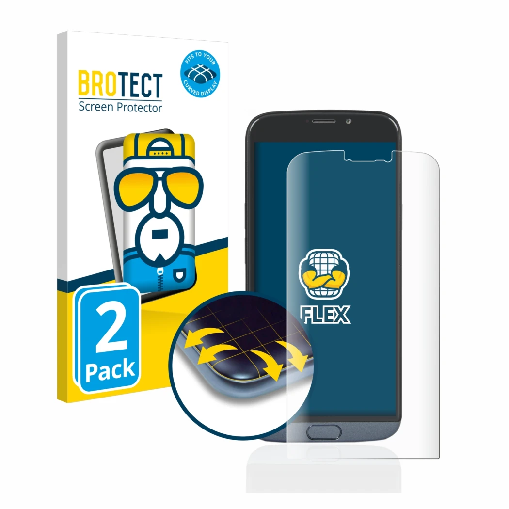 Face avant d’un emballage produit avec le logo de la marque BROTECT. À côté, l’appareil Doro 8050 est représenté avec la prote