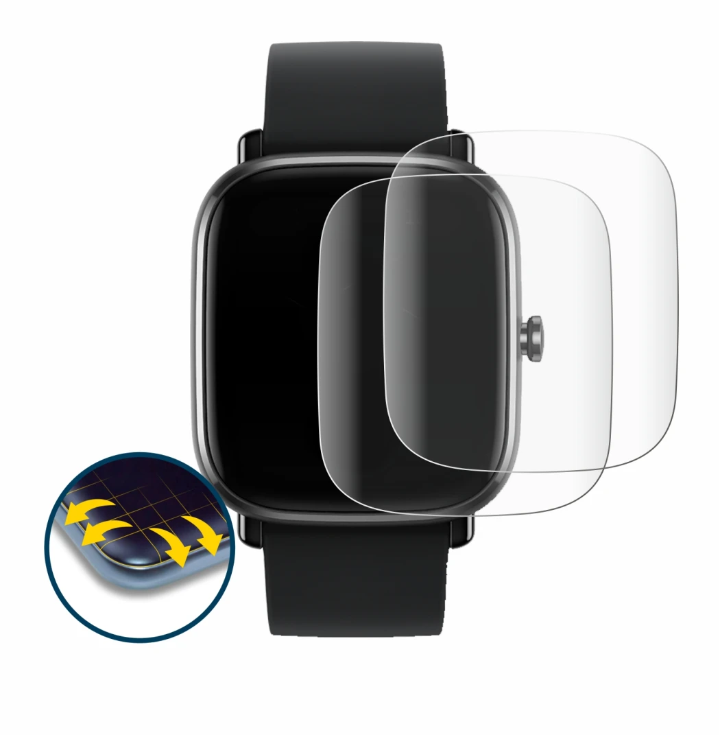 Image de l'appareil Huami Amazfit GTS 2 mini avec une grande variété de protections d'écran.