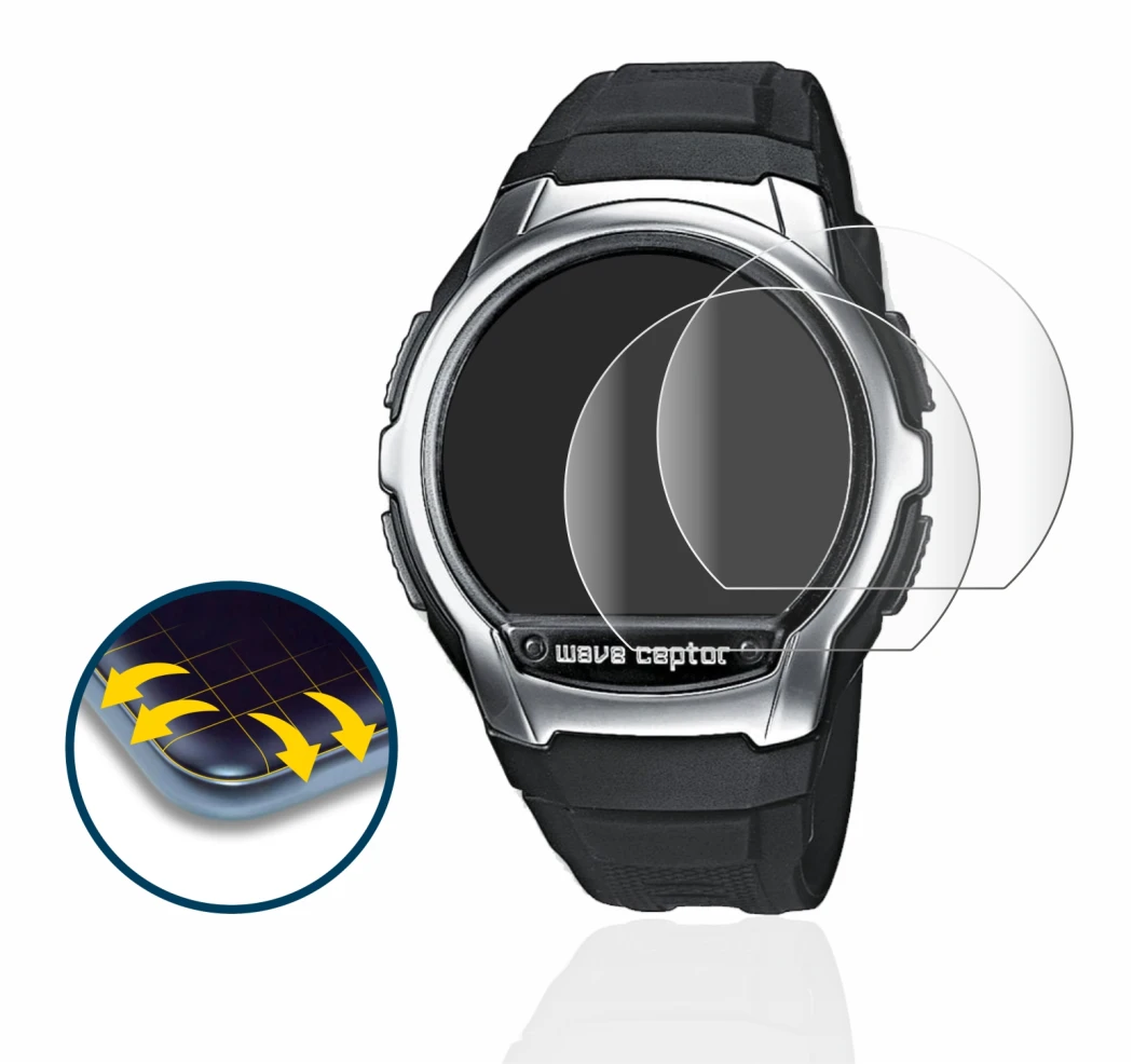 Image de l'appareil Casio Wave Ceptor WV-58 avec une grande variété de protections d'écran.