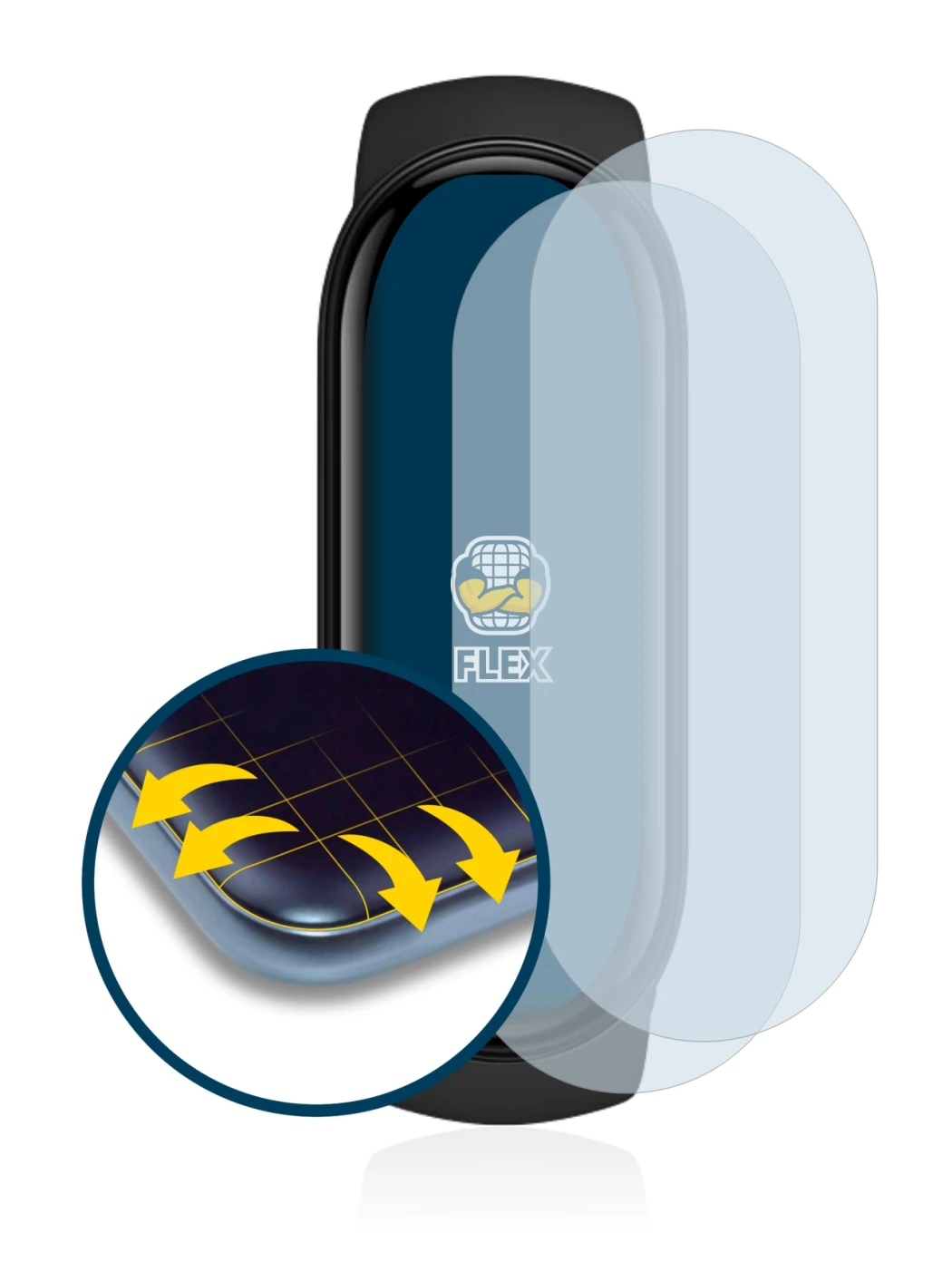 Image de l'appareil Xiaomi Mi Band 6 avec une grande variété de protections d'écran.