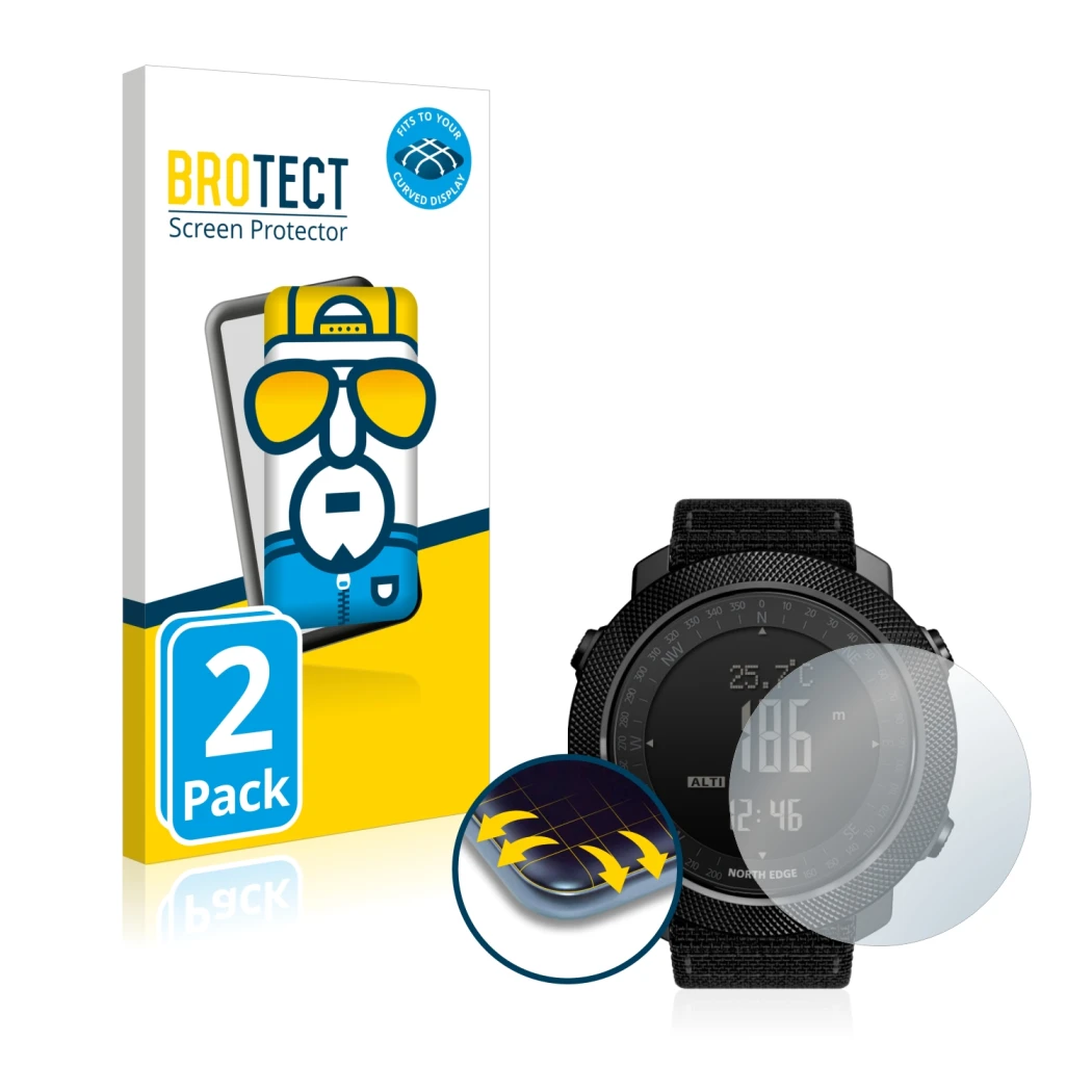 Face avant d’un emballage produit avec le logo de la marque BROTECT. À côté, l’appareil North Edge Apache est représenté avec 