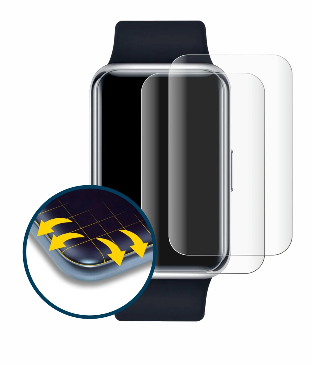 Image de l'appareil Huawei Watch Fit Elegant avec une grande variété de protections d'écran.