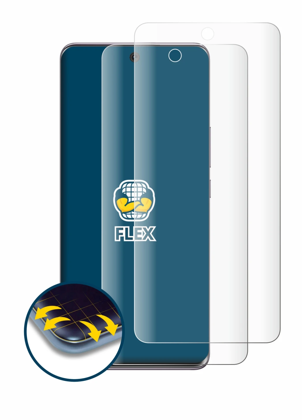 Image de l'appareil Honor 50 avec une grande variété de protections d'écran.