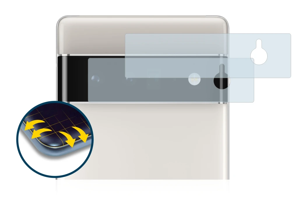 Image de l'appareil Google Pixel 6 Pro (Caméra UNIQUEMENT) avec une grande variété de protections d'écran.