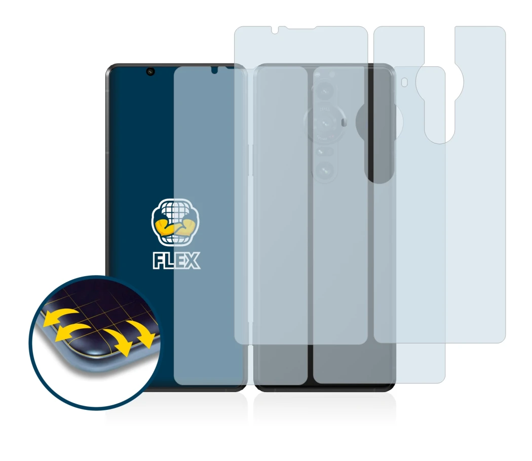 Image de l'appareil Sony Xperia Pro-I (Avant+Arrière) avec une grande variété de protections d'écran.