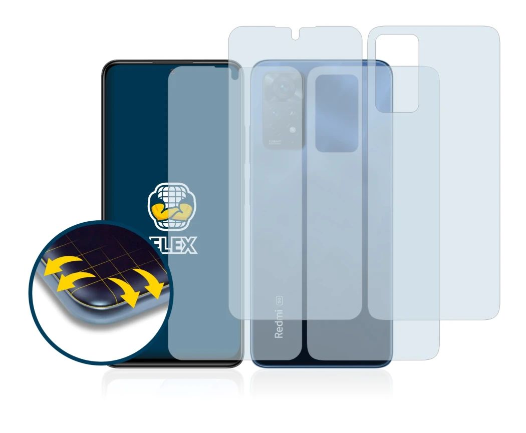 Image de l'appareil Xiaomi Redmi Note 11 Pro 5G (Avant+Arrière) avec une grande variété de protections d'écran.