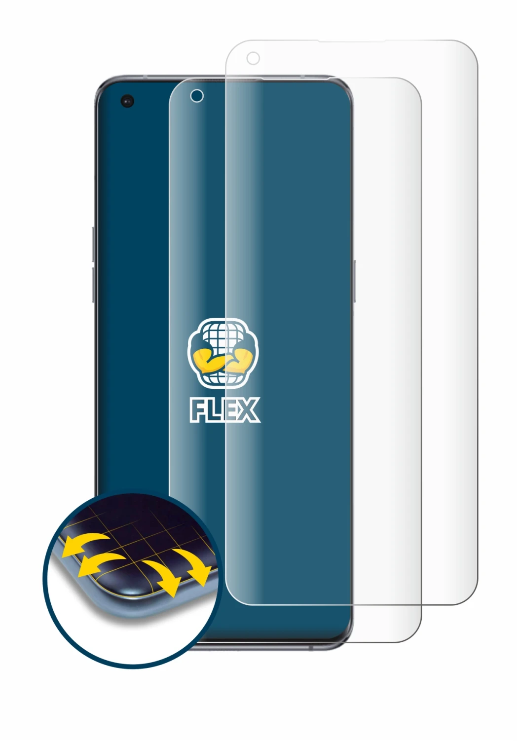 Image de l'appareil Oppo Find X5 Pro avec une grande variété de protections d'écran.