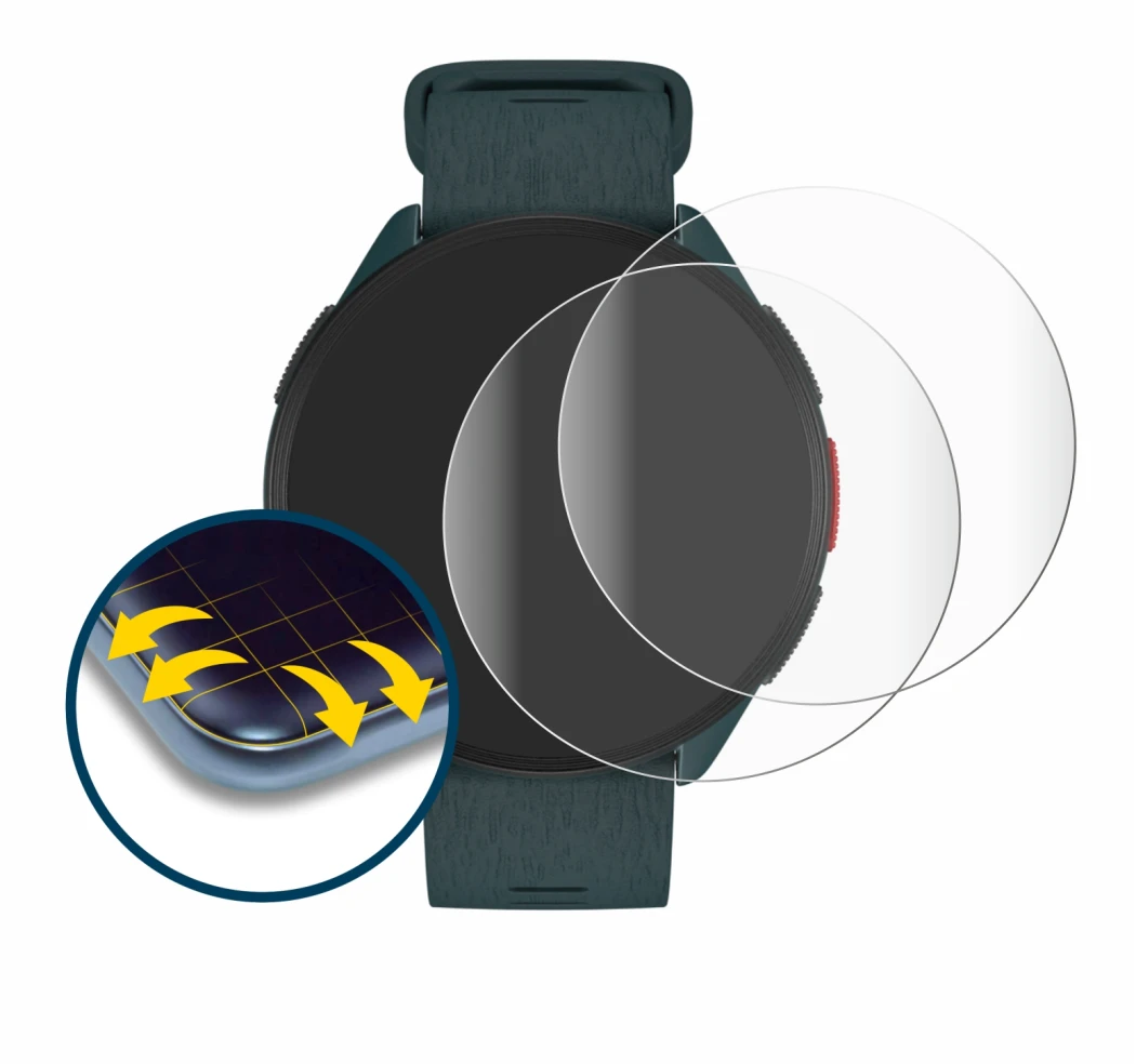 Image de l'appareil Polar Pacer avec une grande variété de protections d'écran.