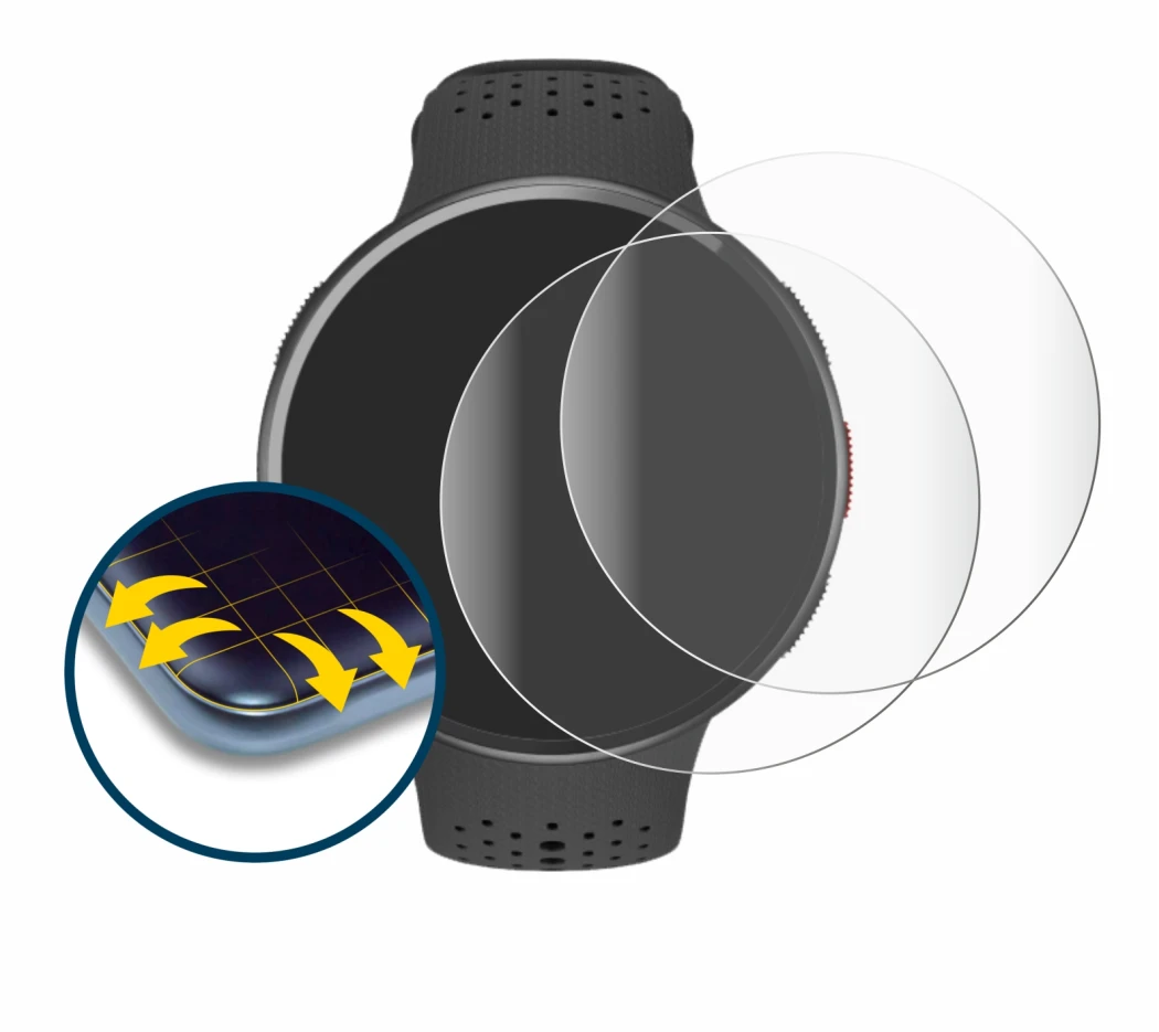 Image de l'appareil Polar Pacer Pro avec une grande variété de protections d'écran.