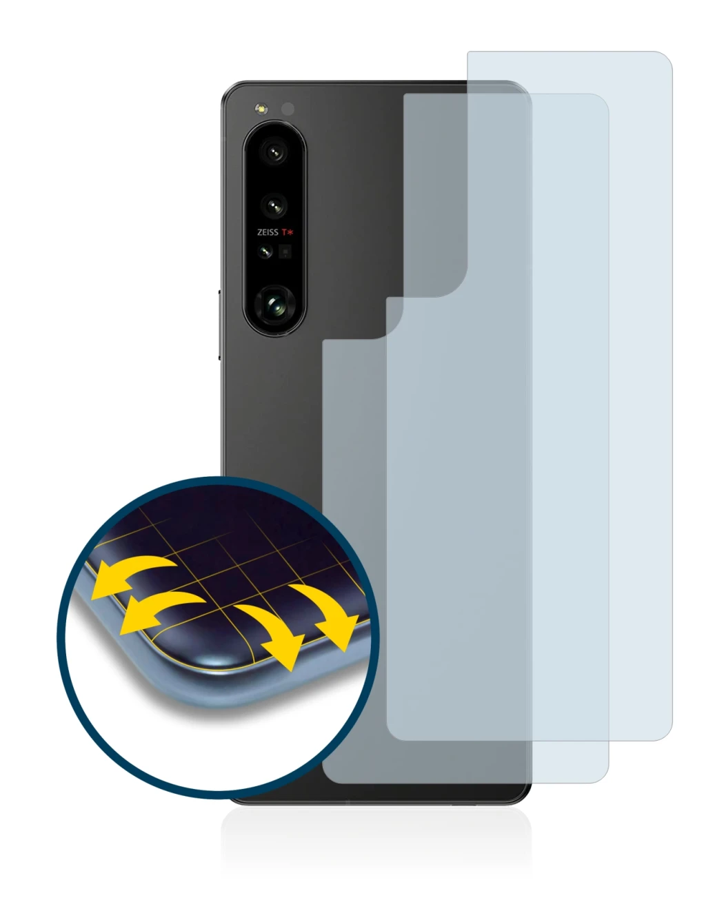 Image de l'appareil Sony Xperia 1 IV (Arrière) avec une grande variété de protections d'écran.