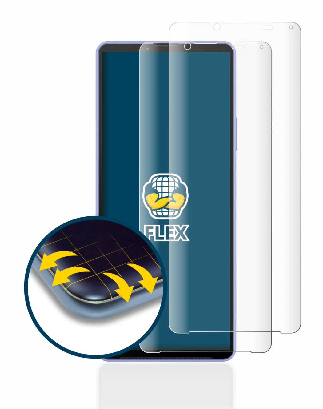 Image de l'appareil Sony Xperia 10 IV avec une grande variété de protections d'écran.