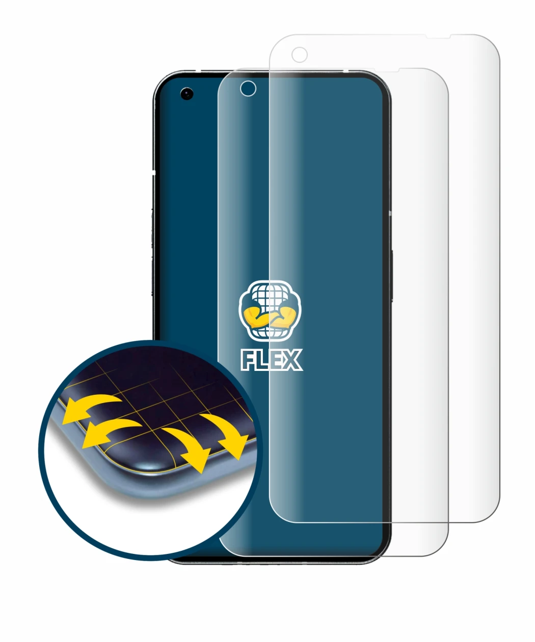 Image de l'appareil Nothing Phone (1) avec une grande variété de protections d'écran.