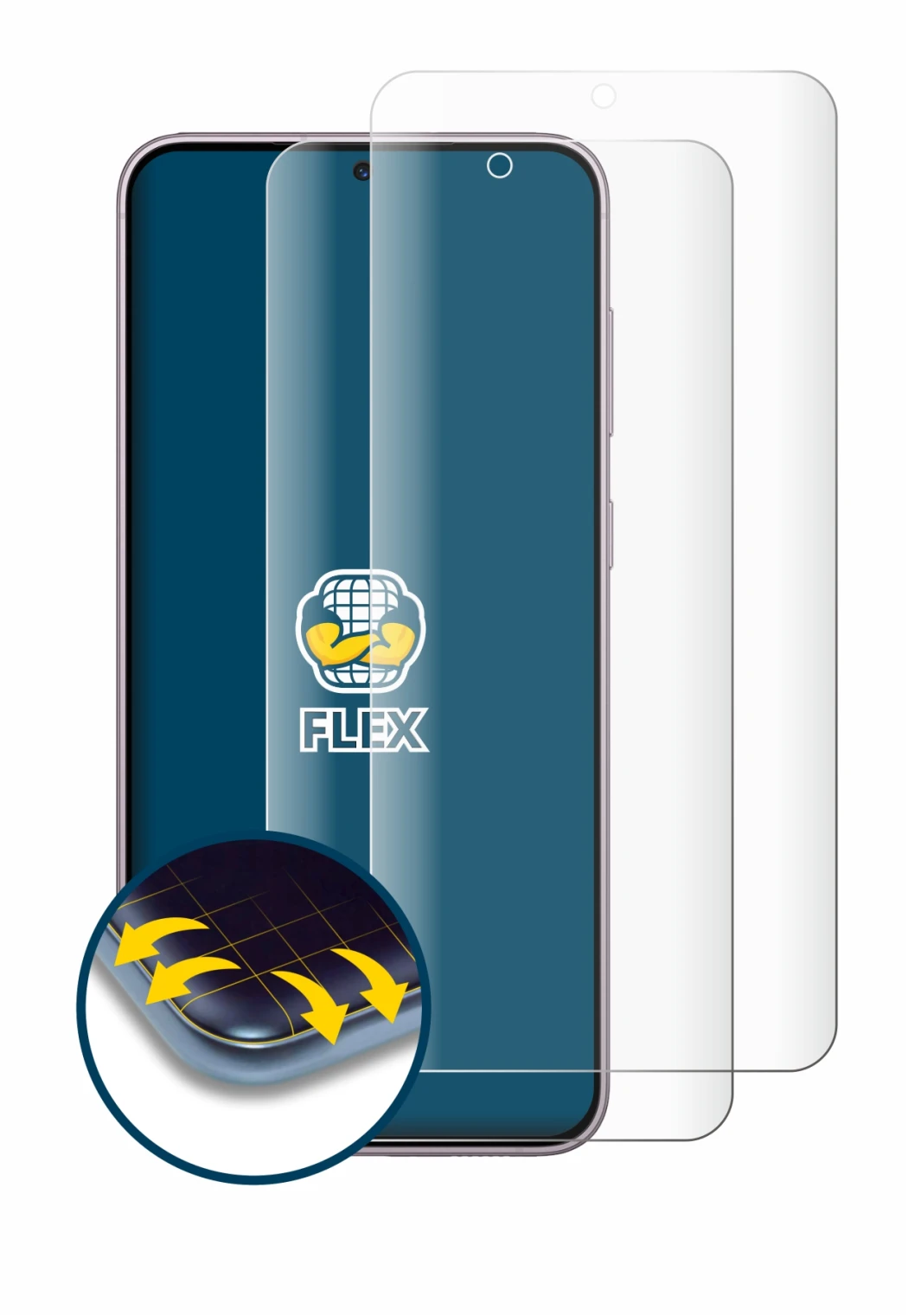 Image de l'appareil Samsung Galaxy S23 Plus avec une grande variété de protections d'écran.