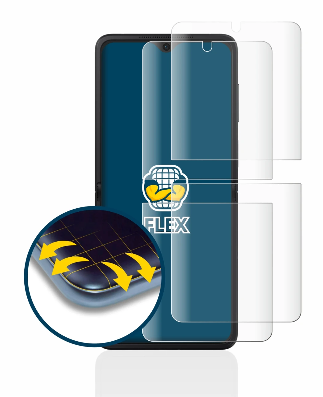 Image de l'appareil Oppo Find N2 Flip avec une grande variété de protections d'écran.