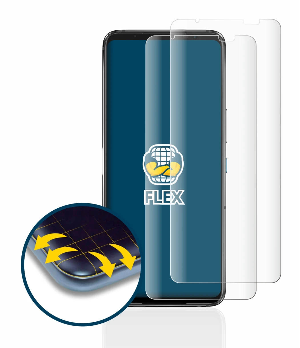 Image de l'appareil ASUS ROG Phone 7 Ultimate avec une grande variété de protections d'écran.