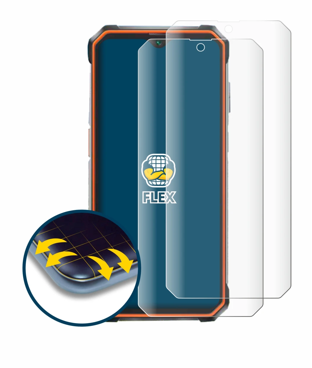 Image de l'appareil Blackview BV9200 avec une grande variété de protections d'écran.