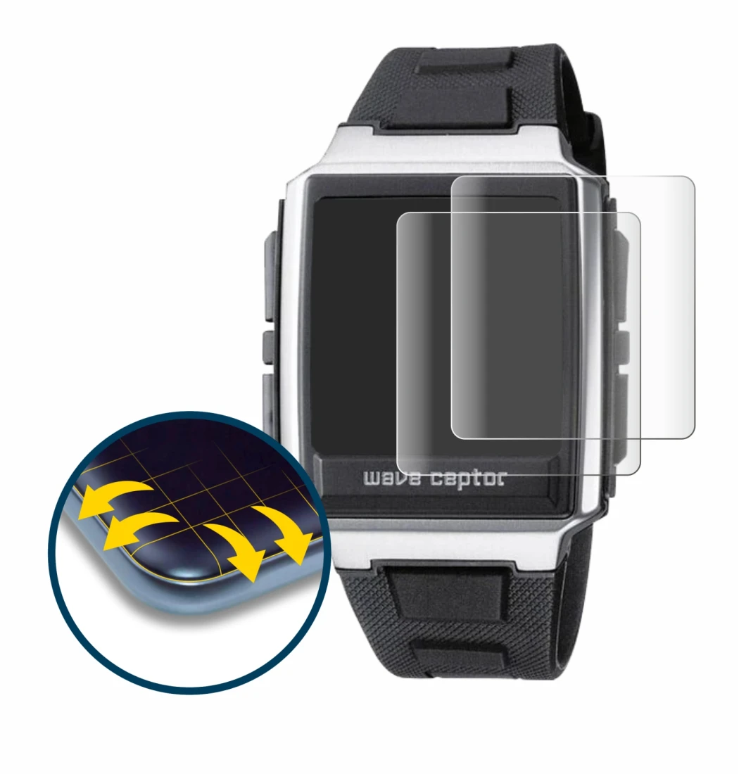 Image de l'appareil Casio WV-59 avec une grande variété de protections d'écran.