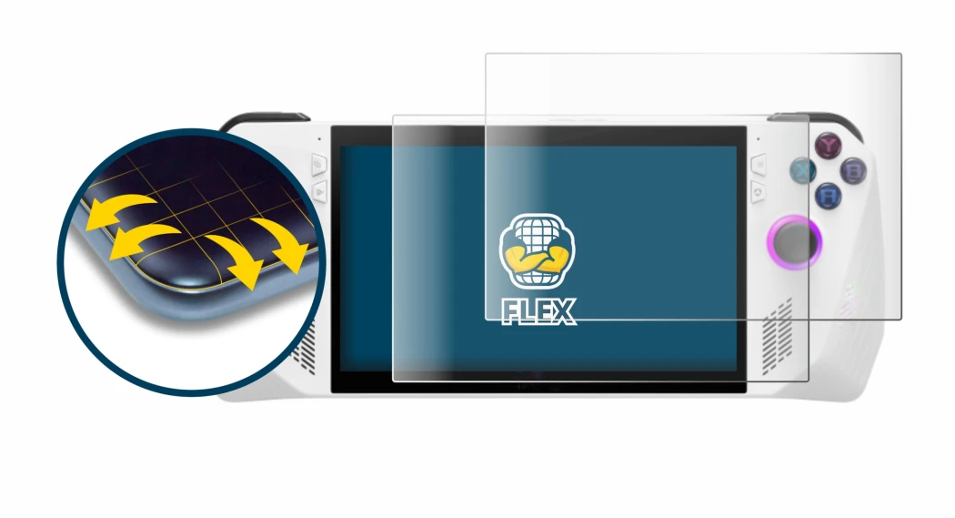 Image de l'appareil ASUS ROG Ally (2023) RC71L avec une grande variété de protections d'écran.