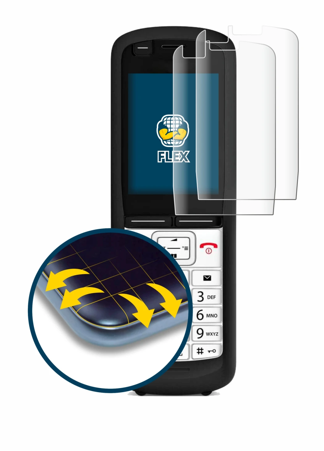 Image de l'appareil Unify OpenScape DECT Phone R6 avec une grande variété de protections d'écran.