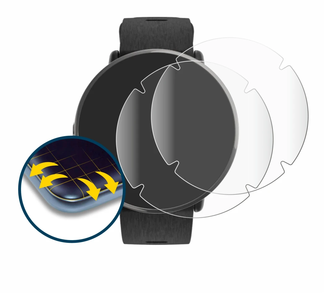 Image de l'appareil Polar Ignite 3 Titanium avec une grande variété de protections d'écran.