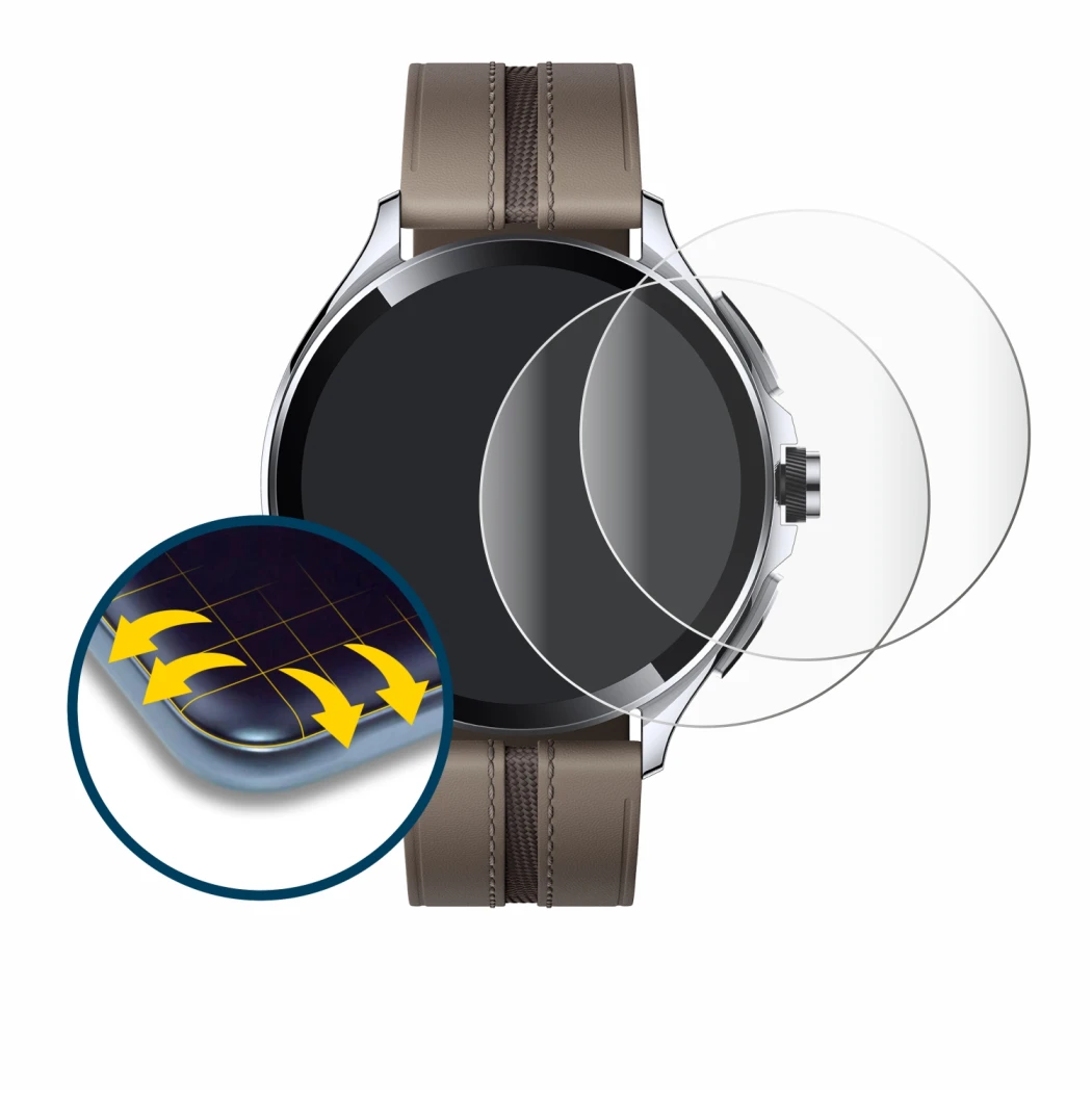 Image de l'appareil Xiaomi Watch 2 Pro avec une grande variété de protections d'écran.