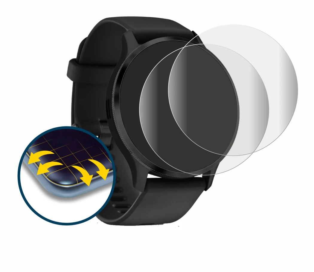 Image de l'appareil Garmin Venu 3S avec une grande variété de protections d'écran.