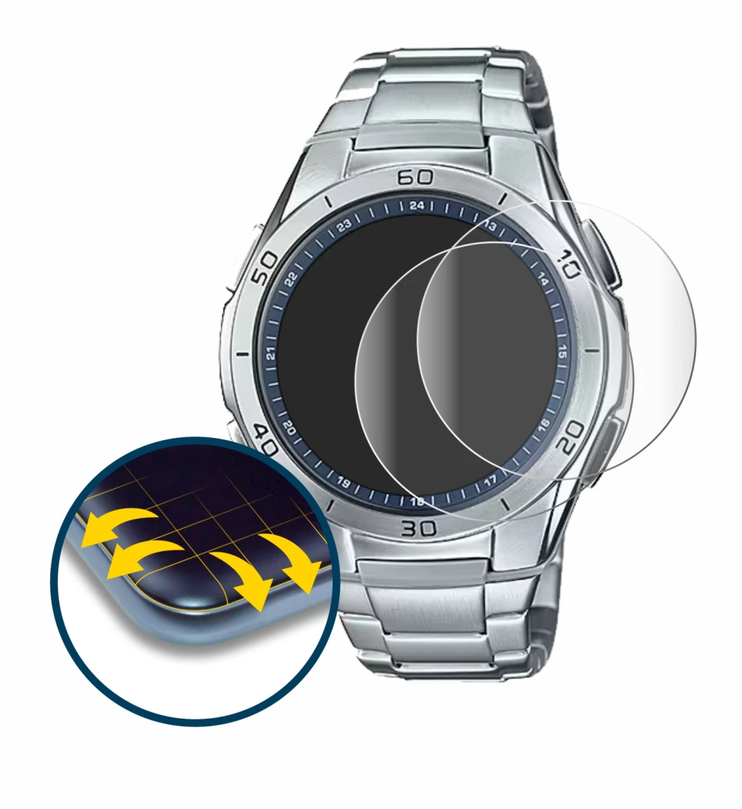 Image de l'appareil Casio WVA-M650D-2A avec une grande variété de protections d'écran.